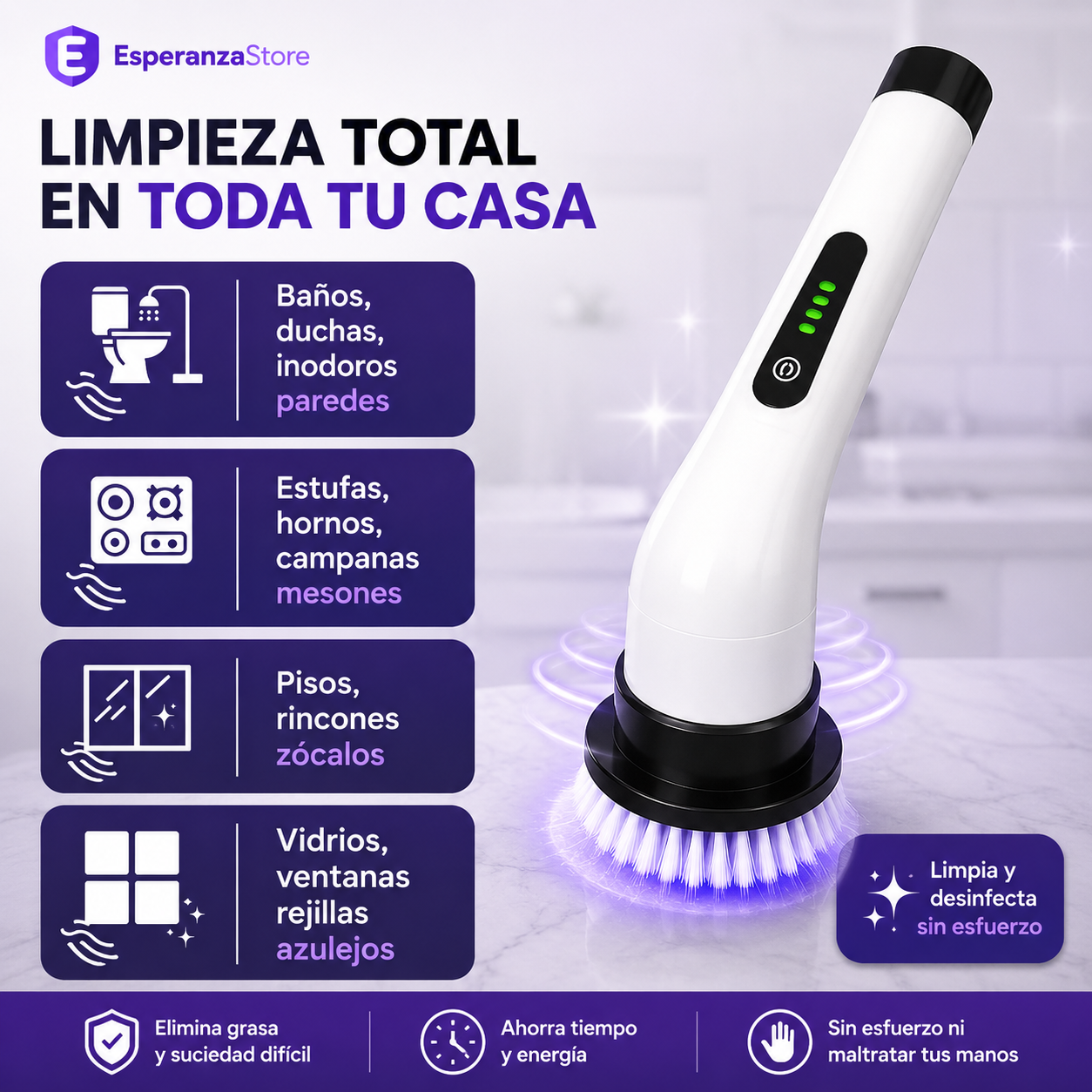 Cepillo TurboClean 9 en 1™ — Limpieza profunda sin esfuerzo